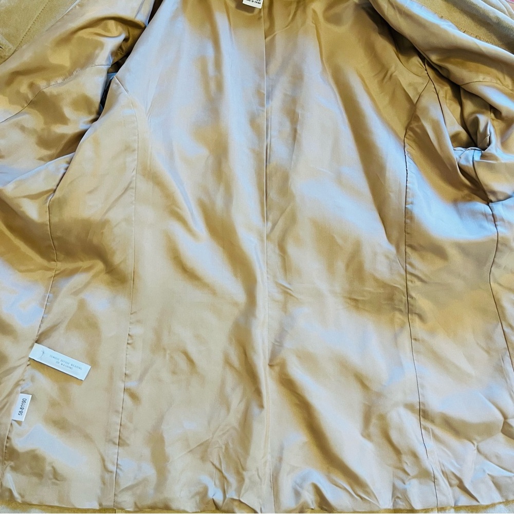 Ann Taylor Suede Leather Jacket Button Blazer Beige Neutral Size 12 - Picture 7 of 10